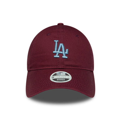 New Era Damen 9TWENTY L.A. Dodgers Baseball Cap - MLB League Essential II - Burgungerrot-Blau