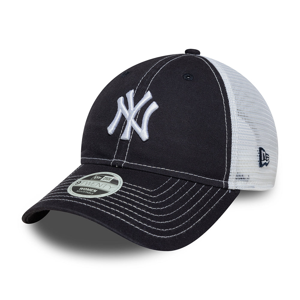 New Era Damen 9TWENTY New York Yankees Trucker Cap - MLB Washed - Marineblau-Weiß