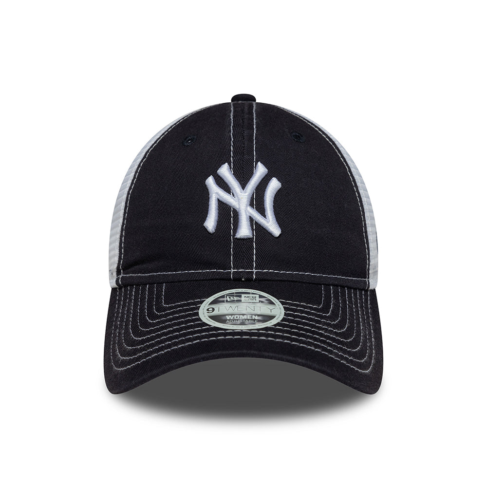 New Era Damen 9TWENTY New York Yankees Trucker Cap - MLB Washed - Marineblau-Weiß