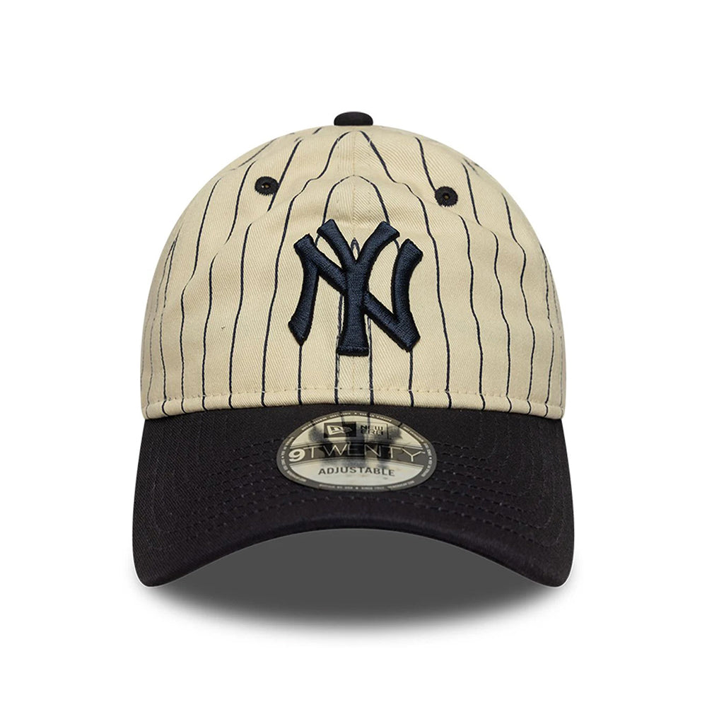 New Era 9TWENTY New York Yankees Baseball Cap - MLB Pinstripe - Cremefarben-Marineblau