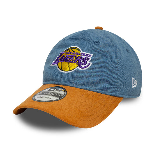 New Era 9TWENTY L.A. Lakers Baseball Cap - NBA Denim Midi - Blau-Hellbraun