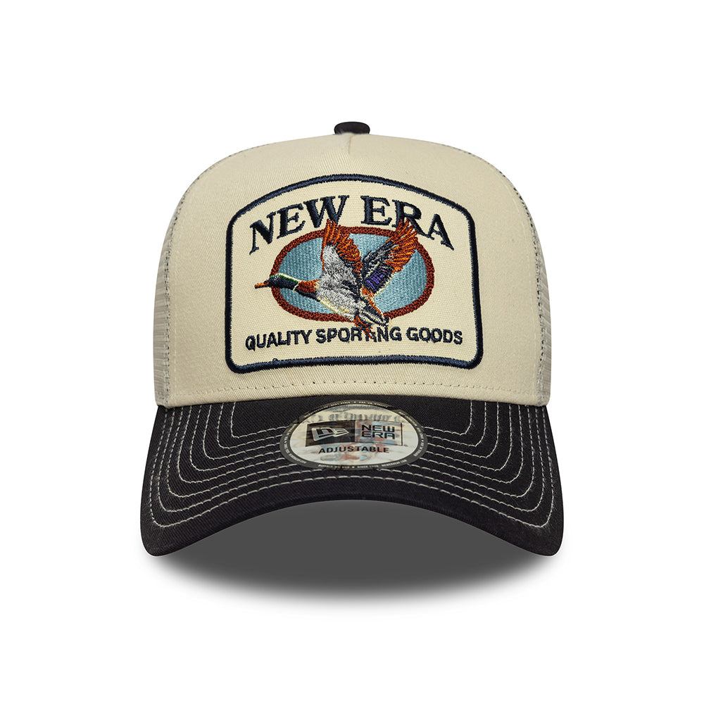 New Era A-Frame Stockente Trucker Cap - Animal Patch - Cremefarben-Marineblau