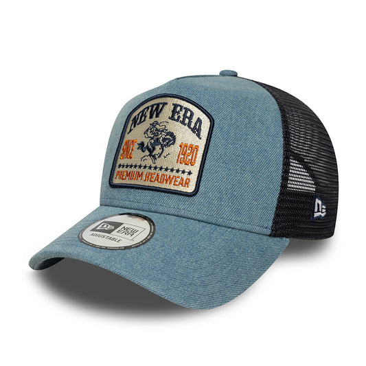 New Era A-Frame Trucker Cap - NE Denim Patch - Blau-Marineblau