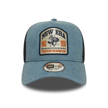 New Era A-Frame Trucker Cap - NE Denim Patch - Blau-Marineblau
