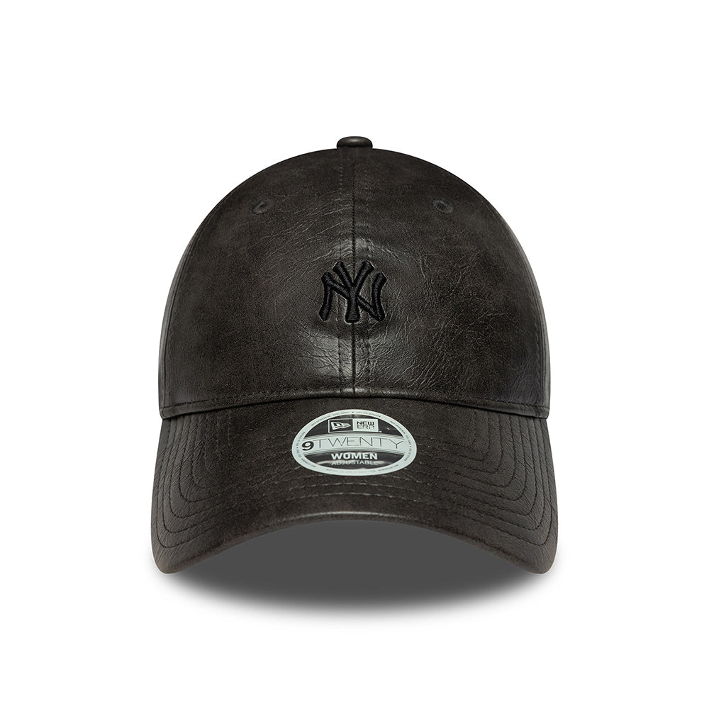 New Era Damen 9TWENTY New York Yankees Baseball Cap - MLB Tonal PU - Schwarz auf Schwarz