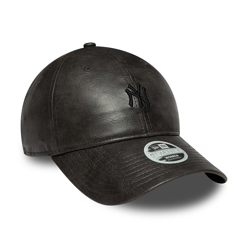 New Era Damen 9TWENTY New York Yankees Baseball Cap - MLB Tonal PU - Schwarz auf Schwarz