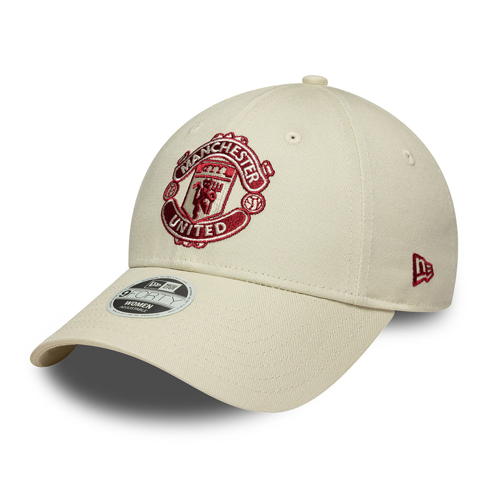 New Era Damen 9FORTY Manchester United FC Baseball Cap - Seasonal - Elfenbein-Rot