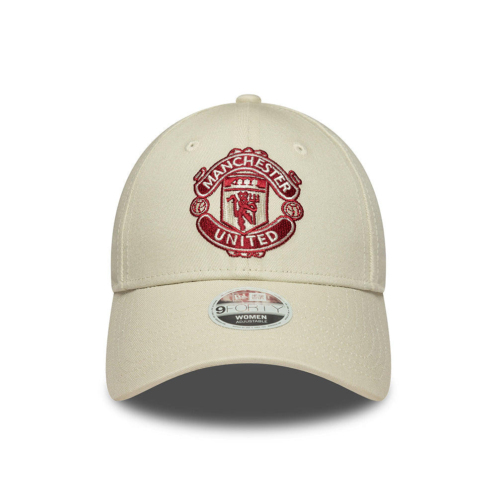 New Era Damen 9FORTY Manchester United FC Baseball Cap - Seasonal - Elfenbein-Rot