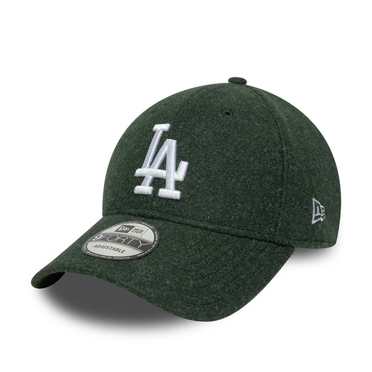 New Era 9FORTY L.A. Dodgers Baseball Cap - MLB Melton - Dunkelgrün-Weiß