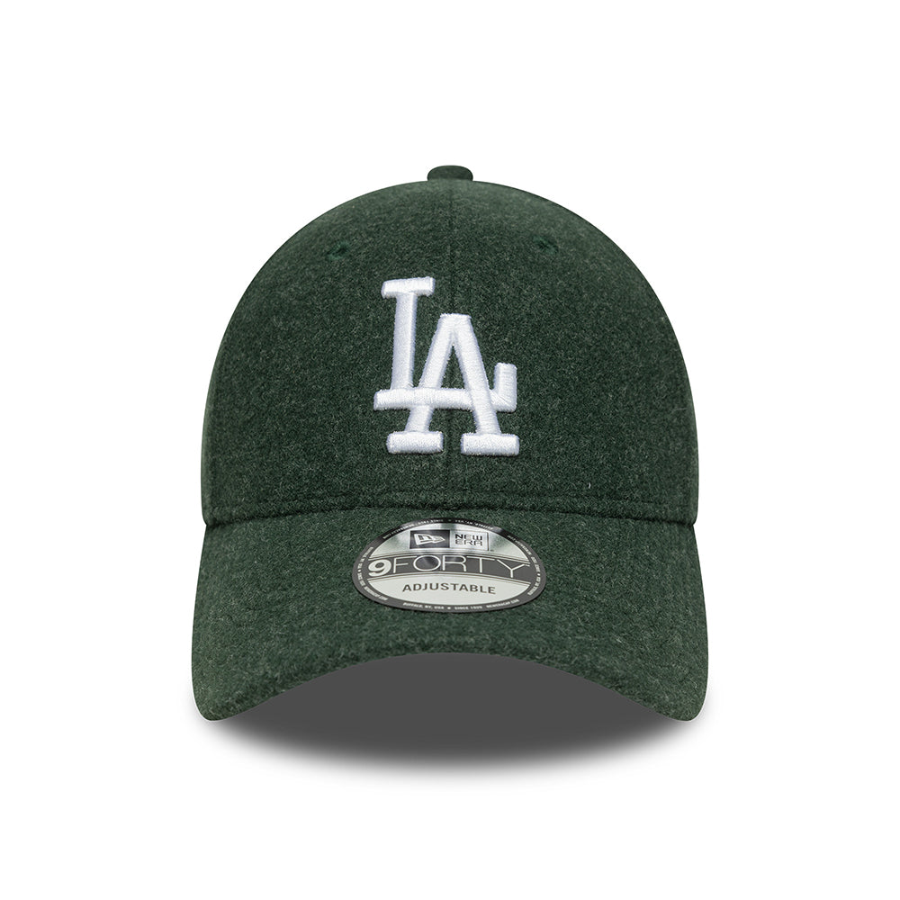 New Era 9FORTY L.A. Dodgers Baseball Cap - MLB Melton - Dunkelgrün-Weiß
