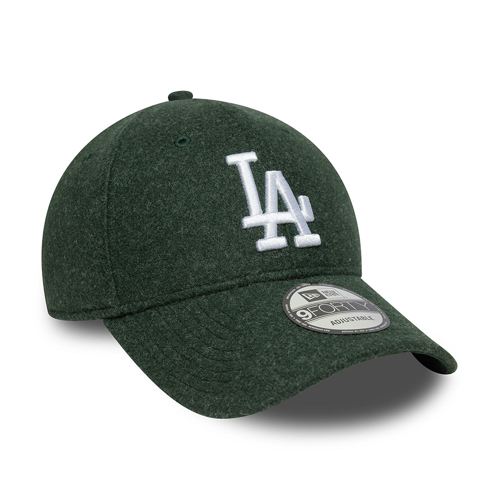 New Era 9FORTY L.A. Dodgers Baseball Cap - MLB Melton - Dunkelgrün-Weiß
