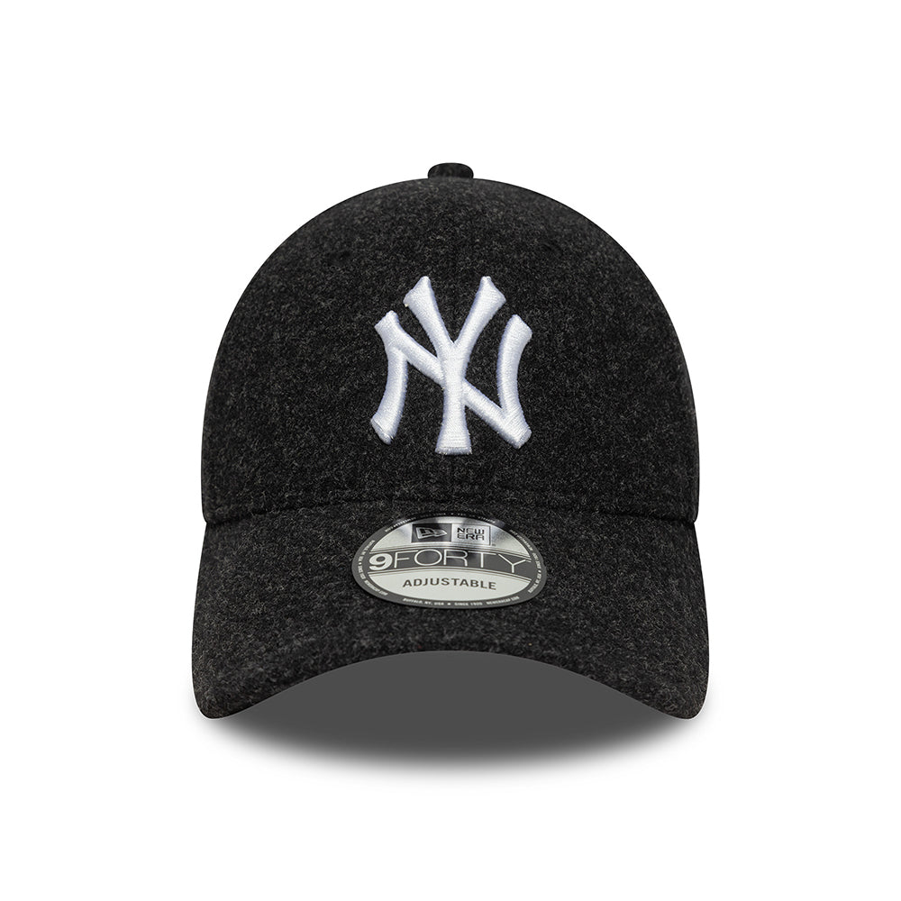 New Era 9FORTY New York Yankees Baseball Cap - MLB Melton - Schwarz-Weiß