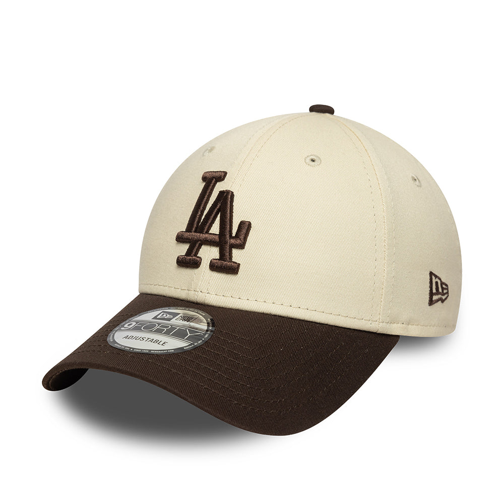 New Era 9FORTY L.A. Dodgers Baseball Cap - MLB Side Patch - Cremefarben-Braun