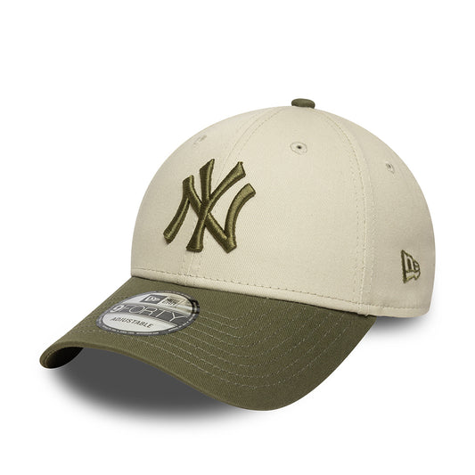 New Era 9FORTY New York Yankees Baseball Cap - MLB Side Patch - Steingrau-Olivgrün