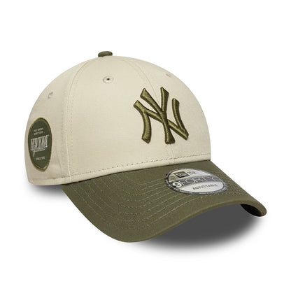 New Era 9FORTY New York Yankees Baseball Cap - MLB Side Patch - Steingrau-Olivgrün