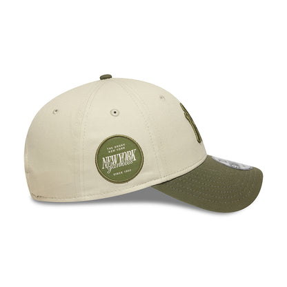 New Era 9FORTY New York Yankees Baseball Cap - MLB Side Patch - Steingrau-Olivgrün