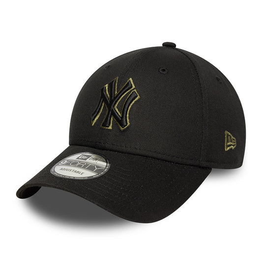 New Era 9FORTY New York Yankees Baseball Cap - MLB Team Outline - Schwarz-Olivgrün