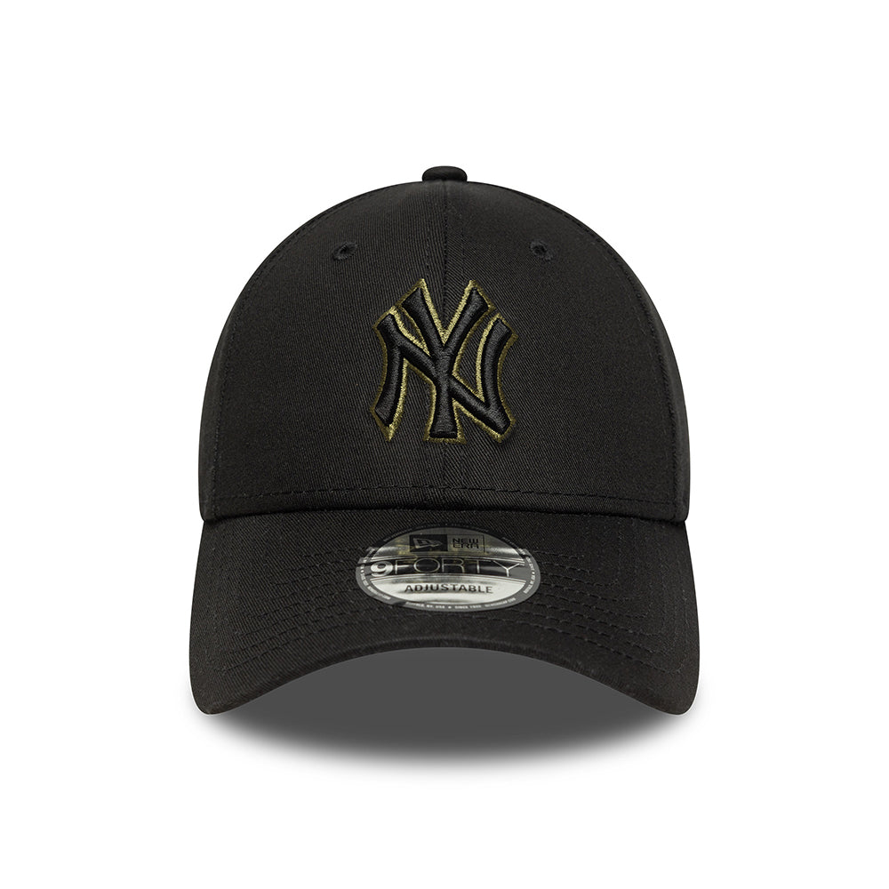 New Era 9FORTY New York Yankees Baseball Cap - MLB Team Outline - Schwarz-Olivgrün