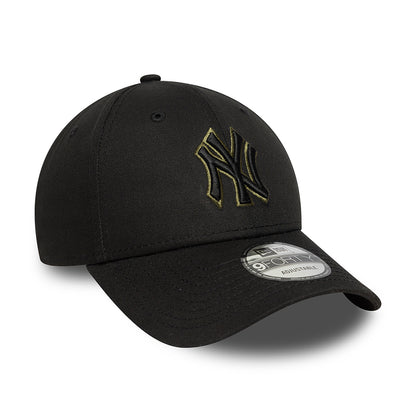 New Era 9FORTY New York Yankees Baseball Cap - MLB Team Outline - Schwarz-Olivgrün
