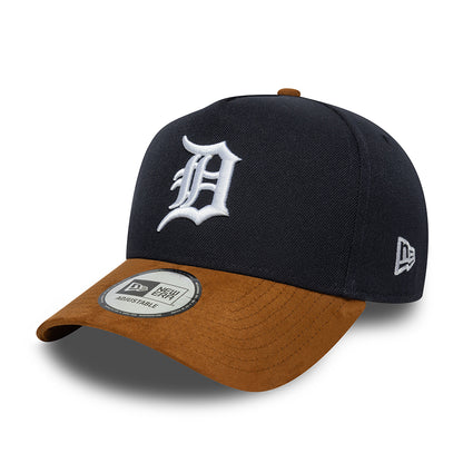 New Era 9FORTY A-Frame Detroit Tigers Snapback Cap - MLB Suede Visor - Marineblau-Hellbraun