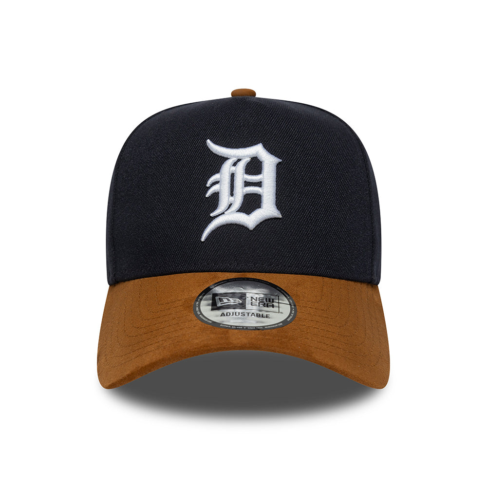 New Era 9FORTY A-Frame Detroit Tigers Snapback Cap - MLB Suede Visor - Marineblau-Hellbraun