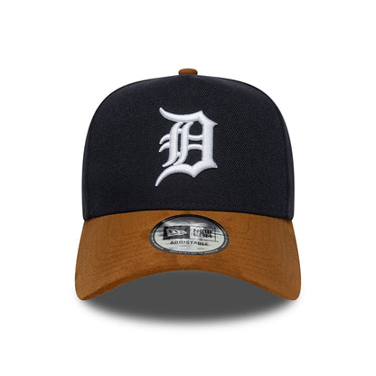 New Era 9FORTY A-Frame Detroit Tigers Snapback Cap - MLB Suede Visor - Marineblau-Hellbraun