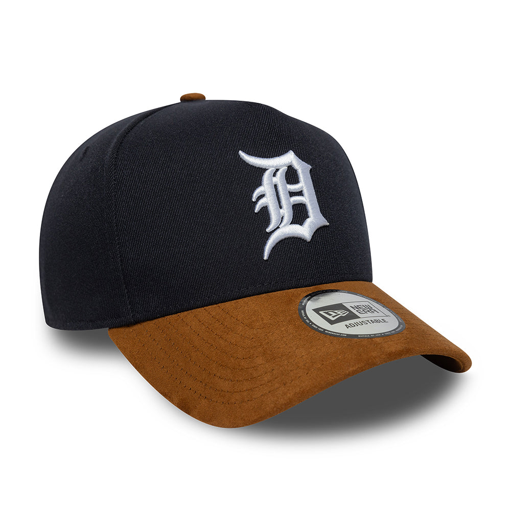 New Era 9FORTY A-Frame Detroit Tigers Snapback Cap - MLB Suede Visor - Marineblau-Hellbraun