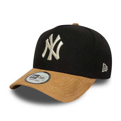 New Era 9FORTY A-Frame New York Yankees Snapback Cap - MLB Suede Visor - Schwarz-Kamel