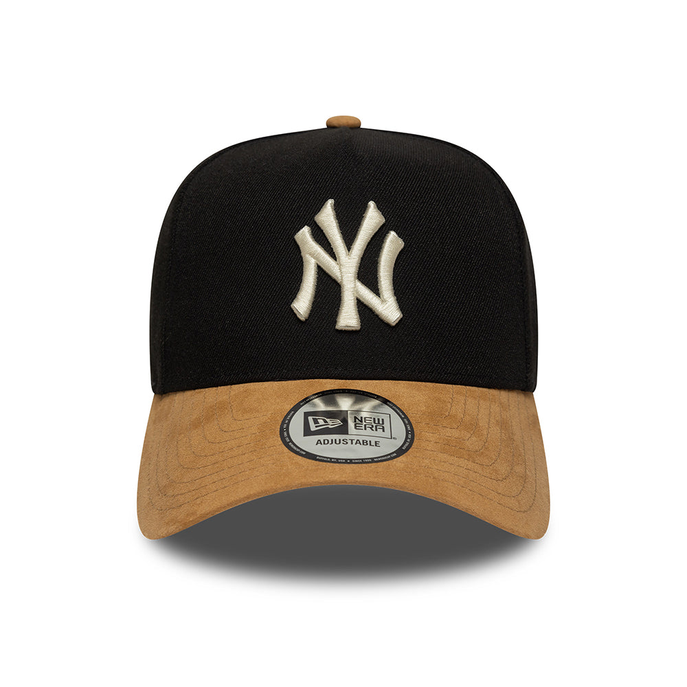 New Era 9FORTY A-Frame New York Yankees Snapback Cap - MLB Suede Visor - Schwarz-Kamel