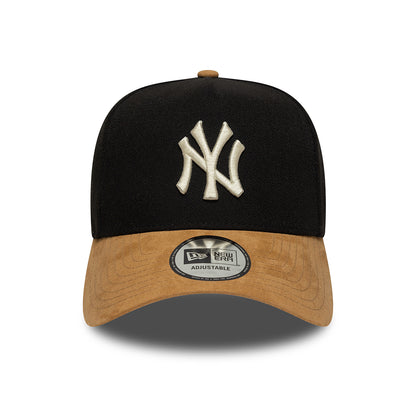 New Era 9FORTY A-Frame New York Yankees Snapback Cap - MLB Suede Visor - Schwarz-Kamel