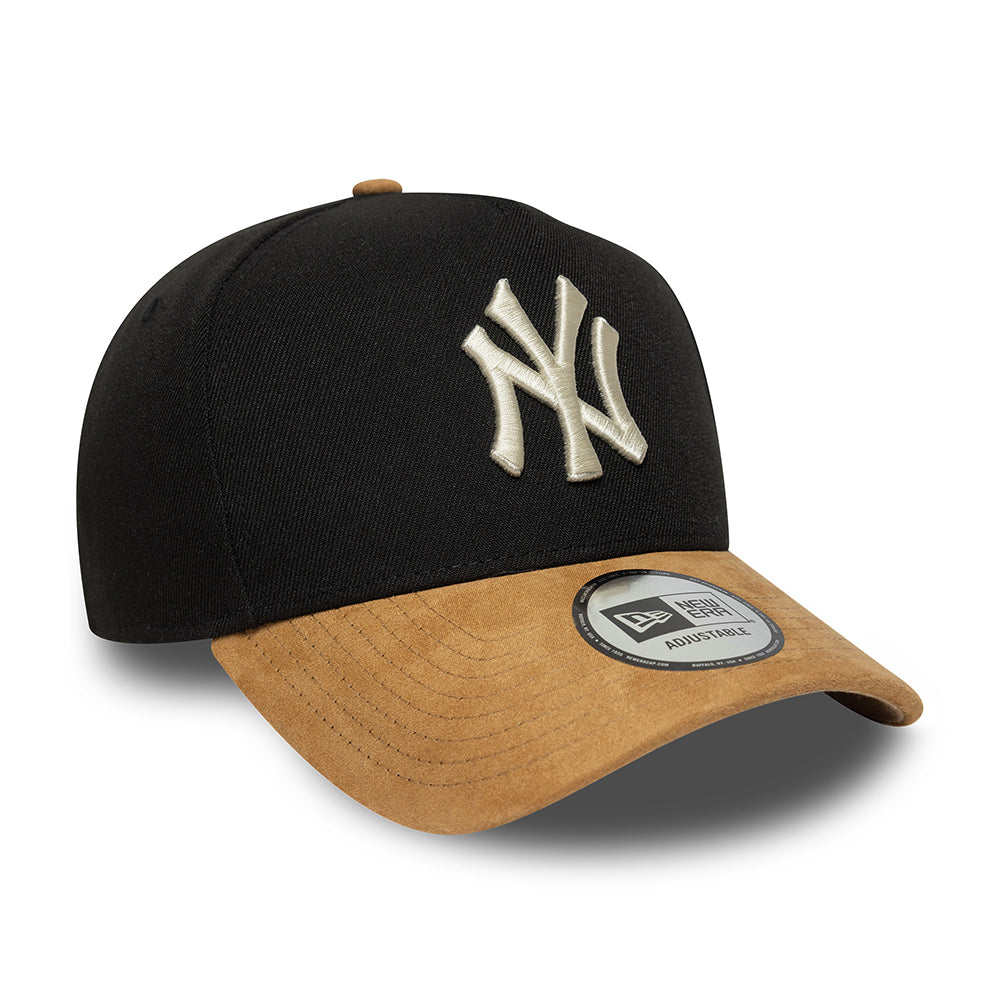 New Era 9FORTY A-Frame New York Yankees Snapback Cap - MLB Suede Visor - Schwarz-Kamel