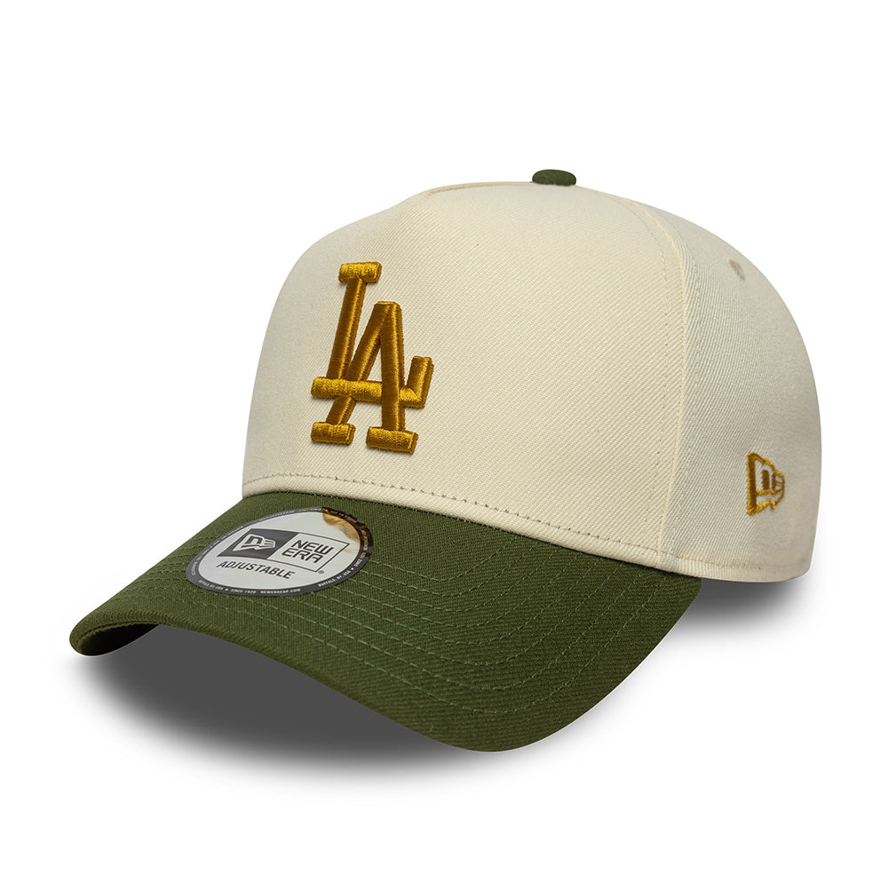 New Era 9FORTY A-Frame L.A. Dodgers Snapback Cap - MLB World Series Patch - Cremefarben-Moosgrün