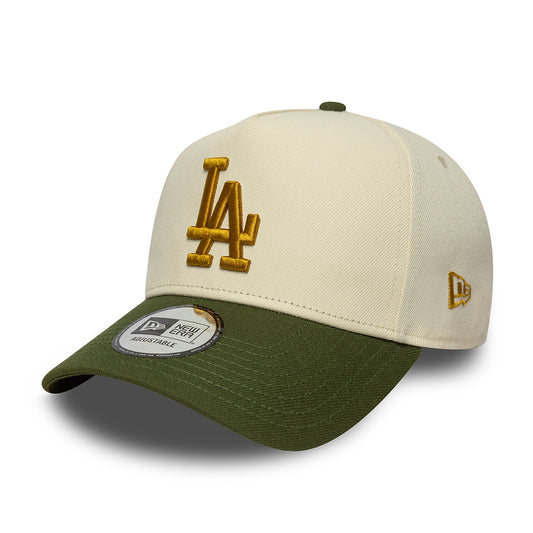 New Era 9FORTY A-Frame L.A. Dodgers Snapback Cap - MLB World Series Patch - Cremefarben-Moosgrün