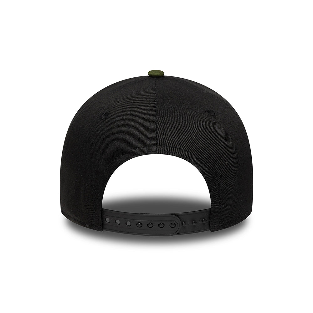 New Era 9FORTY A-Frame Snapback Cap - NE Camo Patch - Schwarz-Moosgrün