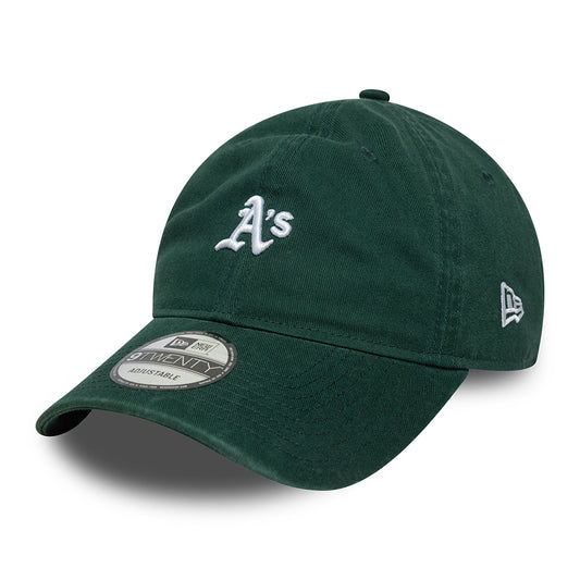 New Era 9TWENTY Oakland Athletics Baseball Cap - MLB Mini Washed - Dunkelgrün-Weiß