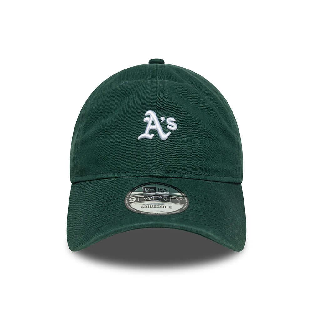 New Era 9TWENTY Oakland Athletics Baseball Cap - MLB Mini Washed - Dunkelgrün-Weiß