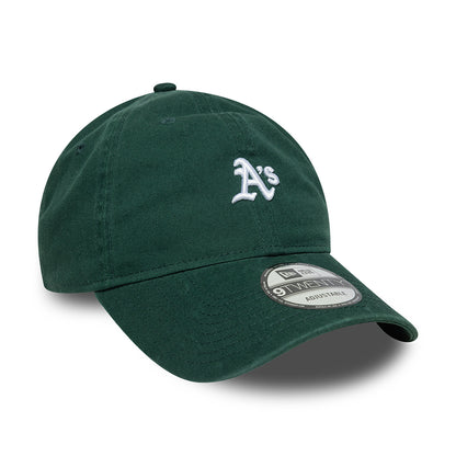 New Era 9TWENTY Oakland Athletics Baseball Cap - MLB Mini Washed - Dunkelgrün-Weiß