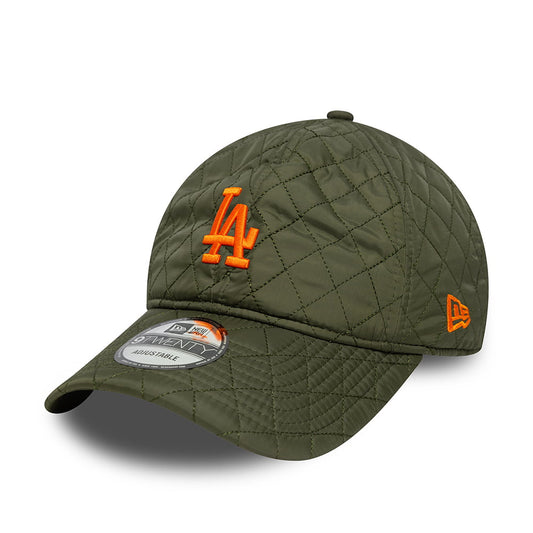 New Era 9TWENTY L.A. Dodgers Baseball Cap - MLB Quilted - Moosgrün-Orange