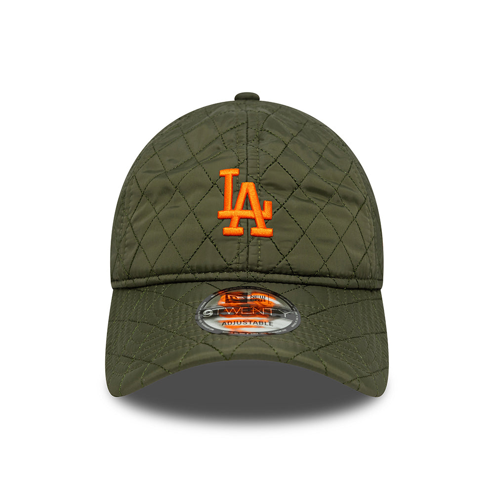 New Era 9TWENTY L.A. Dodgers Baseball Cap - MLB Quilted - Moosgrün-Orange