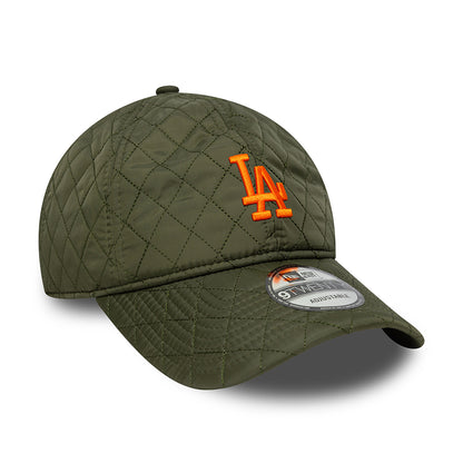 New Era 9TWENTY L.A. Dodgers Baseball Cap - MLB Quilted - Moosgrün-Orange