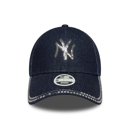 New Era Damen 9FORTY New York Yankees Baseball Cap - MLB Sequin Denim - Dunkelblau