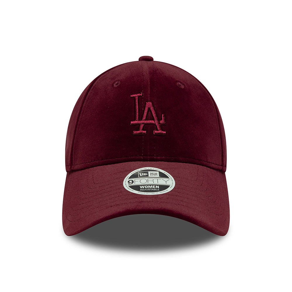 New Era Damen 9FORTY L.A. Dodgers Baseball Cap - MLB Velour Midi - Burgunderrot