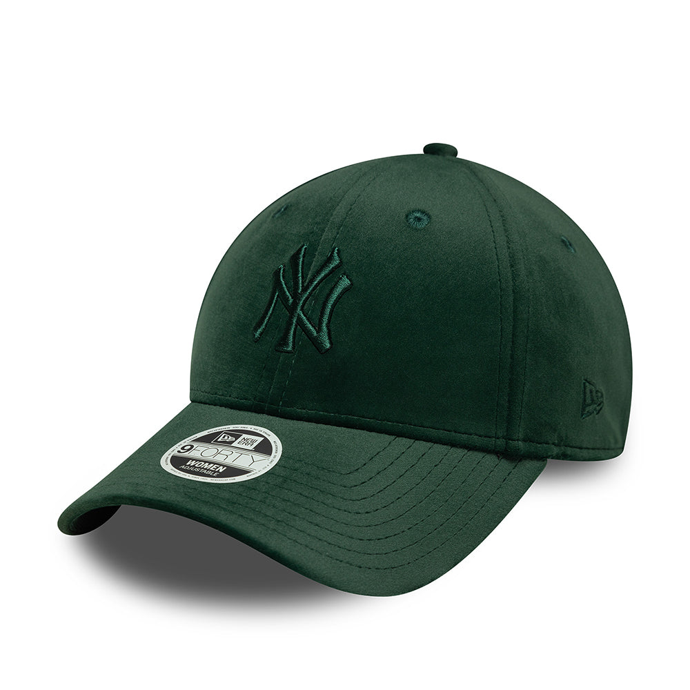 New Era Damen 9FORTY New York Yankees Baseball Cap - MLB Velour Midi - Dunkelgrün