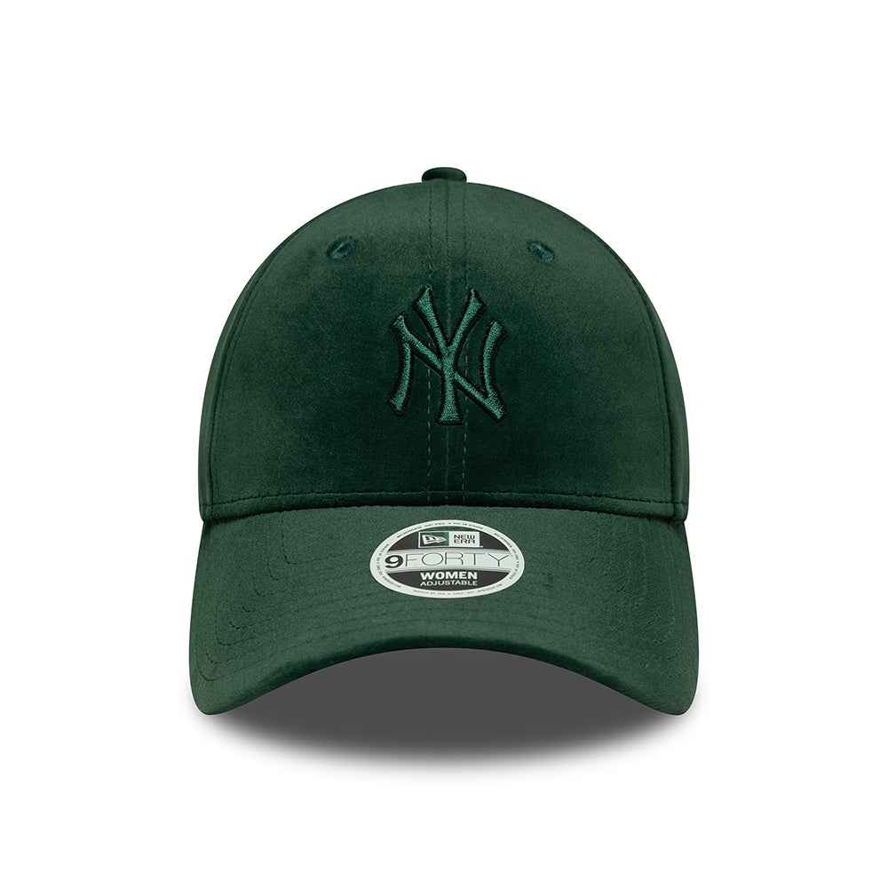 New Era Damen 9FORTY New York Yankees Baseball Cap - MLB Velour Midi - Dunkelgrün