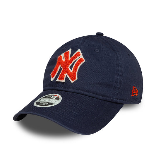 New Era Damen 9TWENTY New York Yankees Baseball Cap - MLB Boucle - Marineblau-Orange