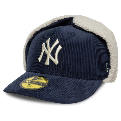 New Era 59FIFTY New York Yankees Baseball Cap mit Ohrenklappen - MLB Cord Dogear - Marineblau