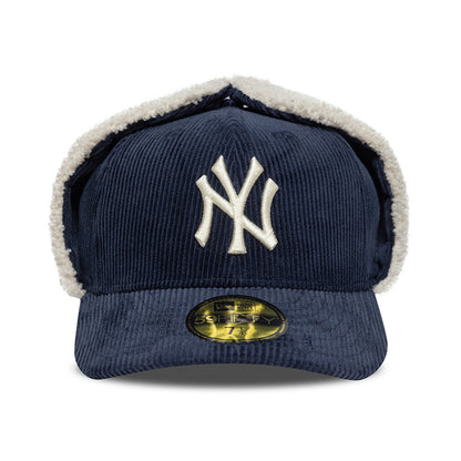 New Era 59FIFTY New York Yankees Baseball Cap mit Ohrenklappen - MLB Cord Dogear - Marineblau