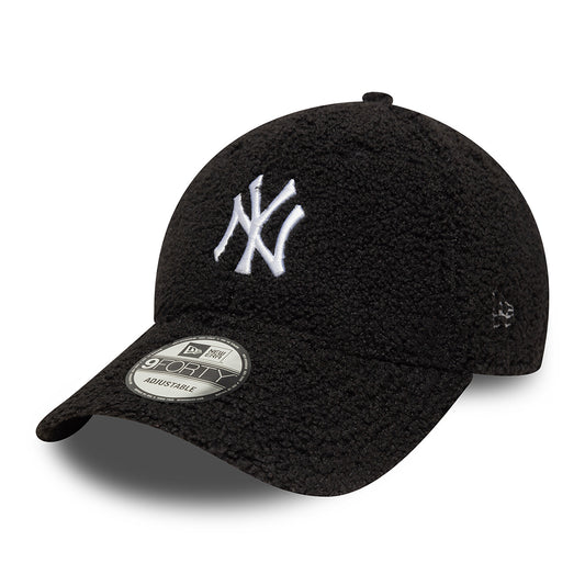 New Era 9FORTY New York Yankees Baseball Cap - MLB Winter Borg - Schwarz-Weiß