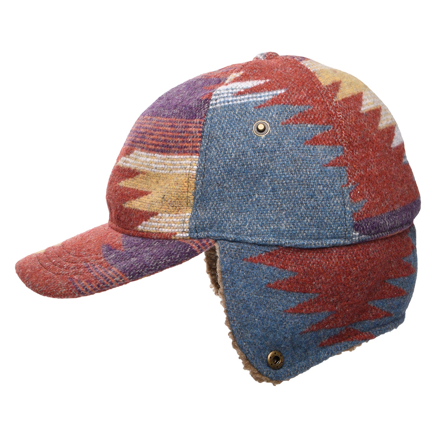 Scala Sapos Baseball Cap Aztec Druck mit Ohrenklappen - Rostfarben-Multi