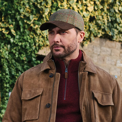 Failsworth Newbury Wasserabweisender Baseball Cap aus Britischer Wolle - Olivgrün-Braun